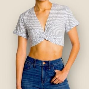 All Saints Crinkle Knot-Front Crop Top
